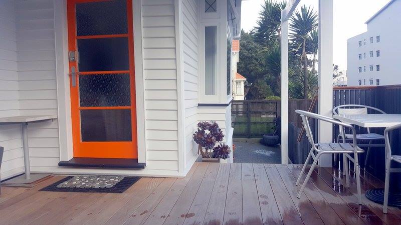 Balcony & front door.