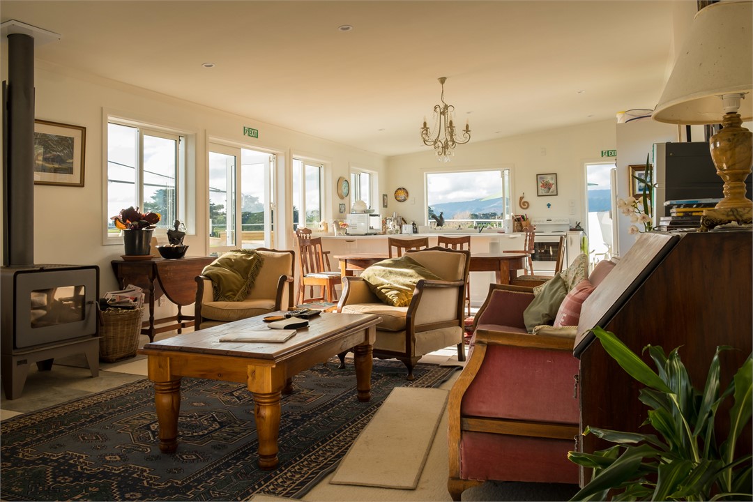 Lounge, dining, kitchen