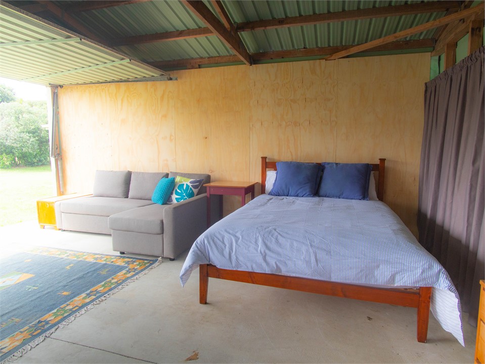 Queen Bed in Sleepout