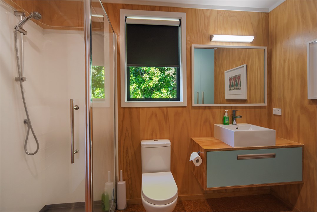 Bathroom with Shower, Toilet & Vanity Basin