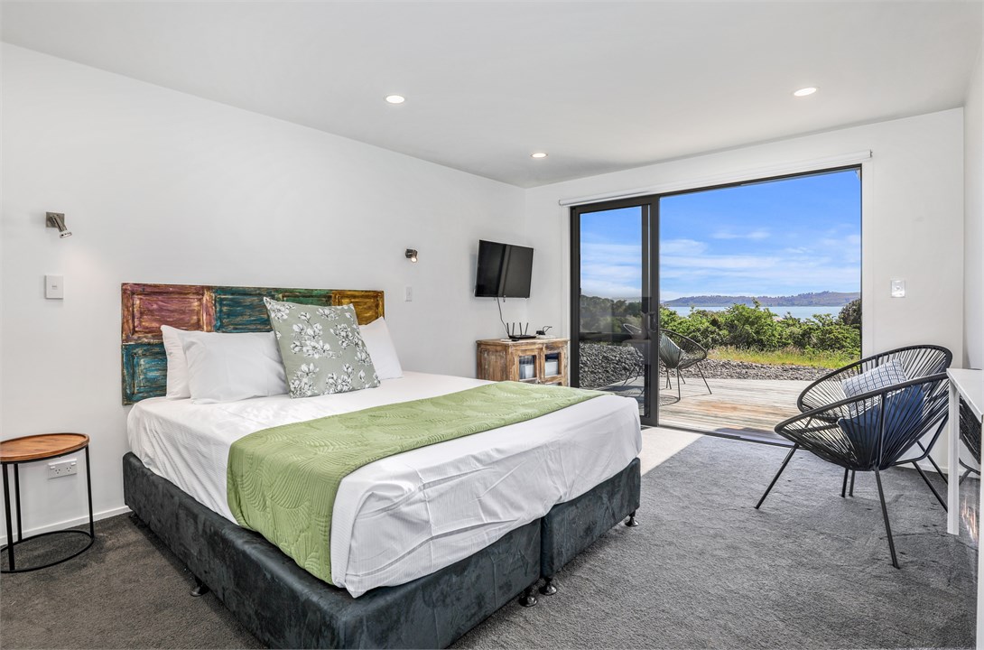 Bedroom with lake views, ensuite and gas fire