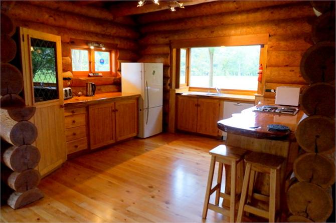The Log Cabin Kitchen with modern ameneties