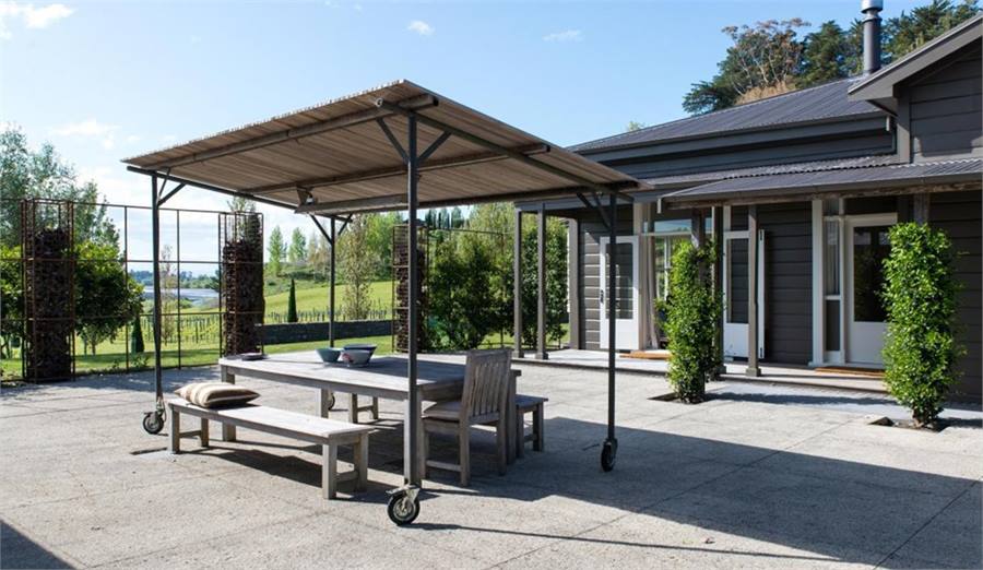 West courtyard to river