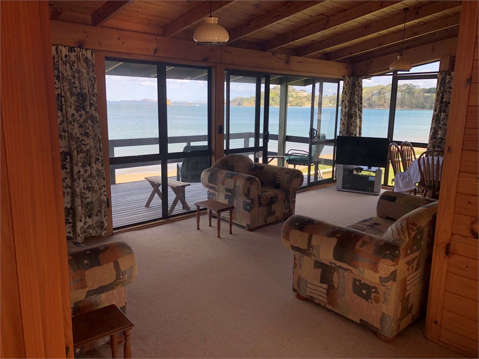 Living area has a sofa bed