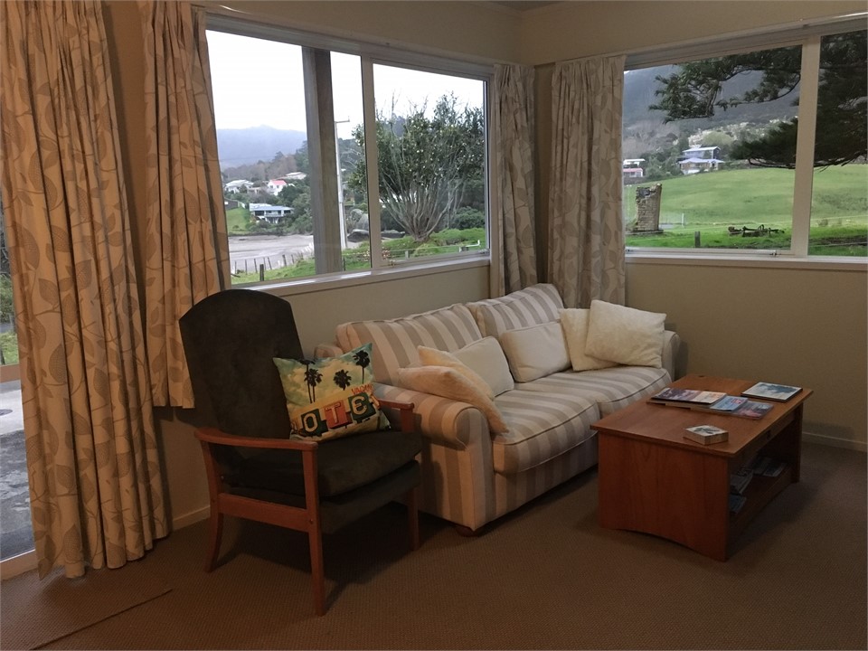 Lounge area with sofa bed.