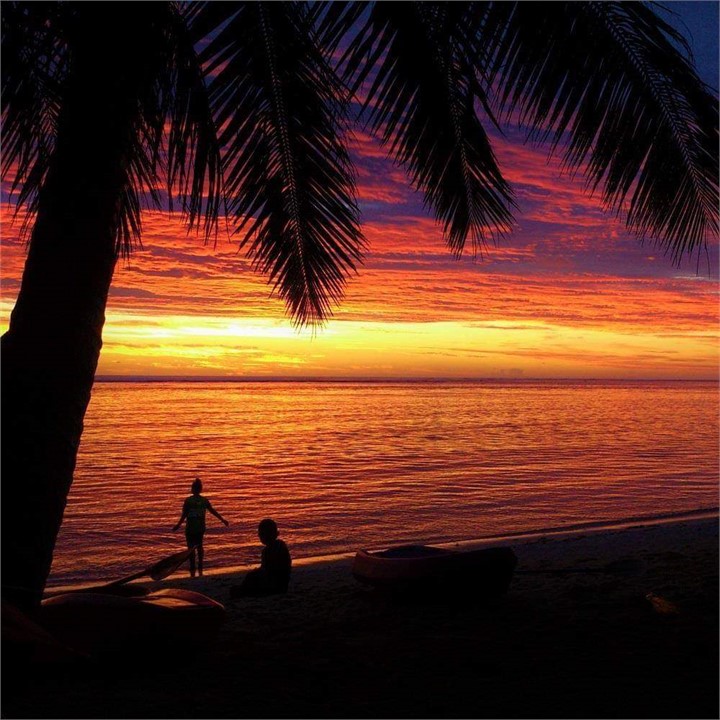 Kids enjoying sunset