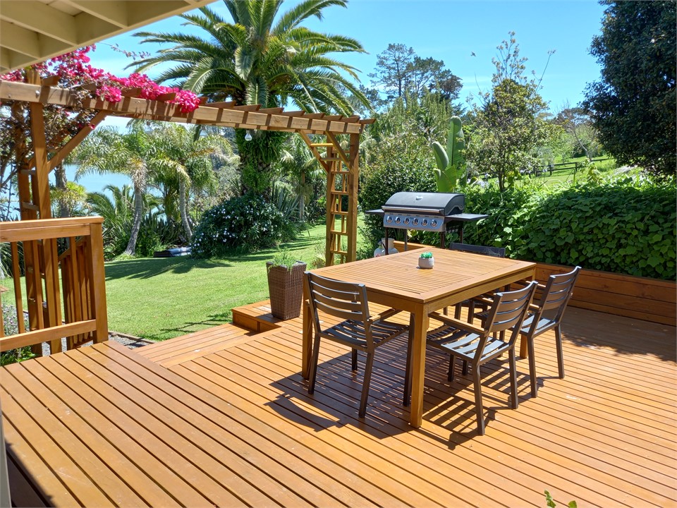 Spacious, sunny deck/BBQ area with great views
