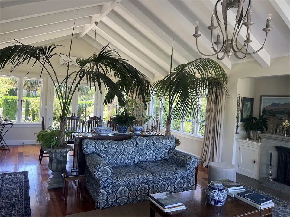 Open plan sitting room view from deck