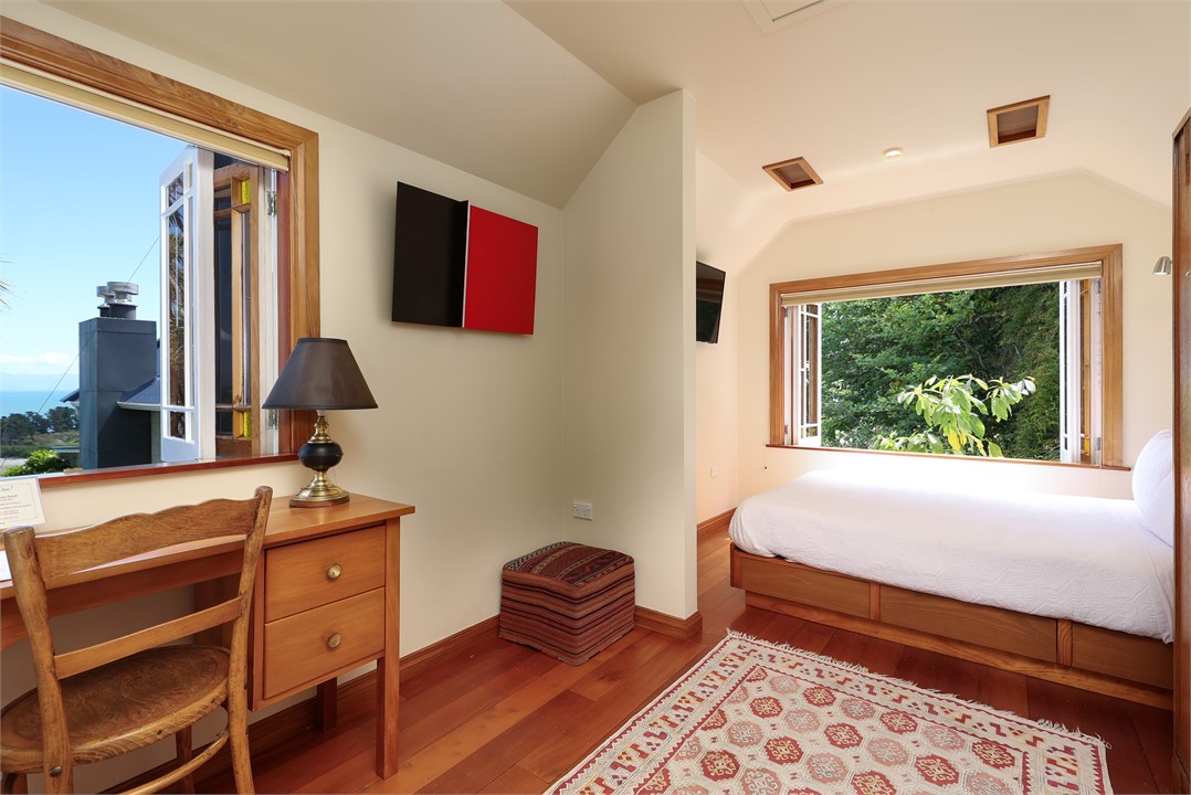 Perched above and beyond the main house