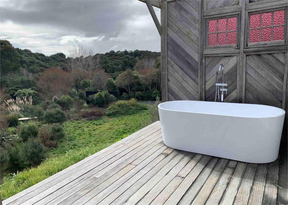 Outside bath at the cottage