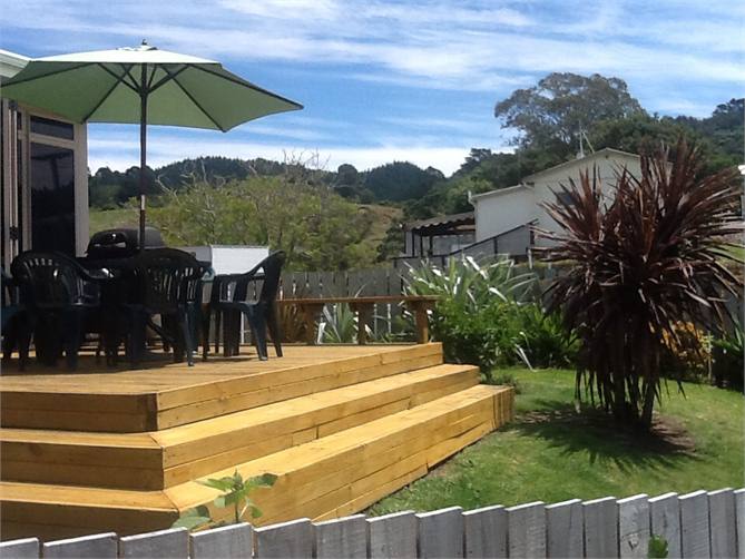 Deck, table, chairs, bbq