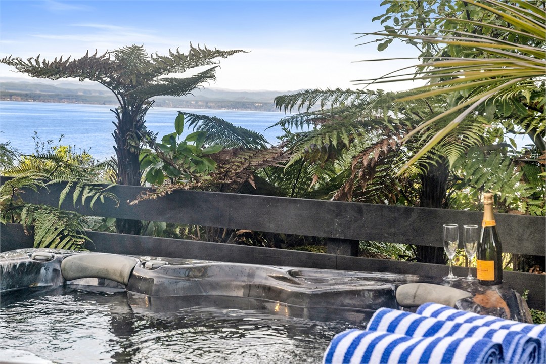 Enjoy the lake view from the spa