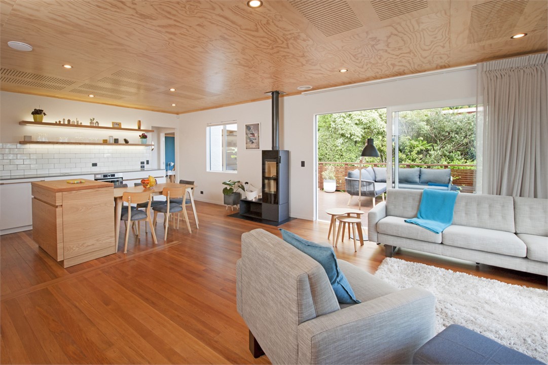 Open Living, Dining & Kitchen area