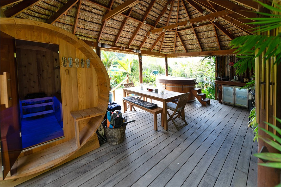 Gazebo with sauna and spa