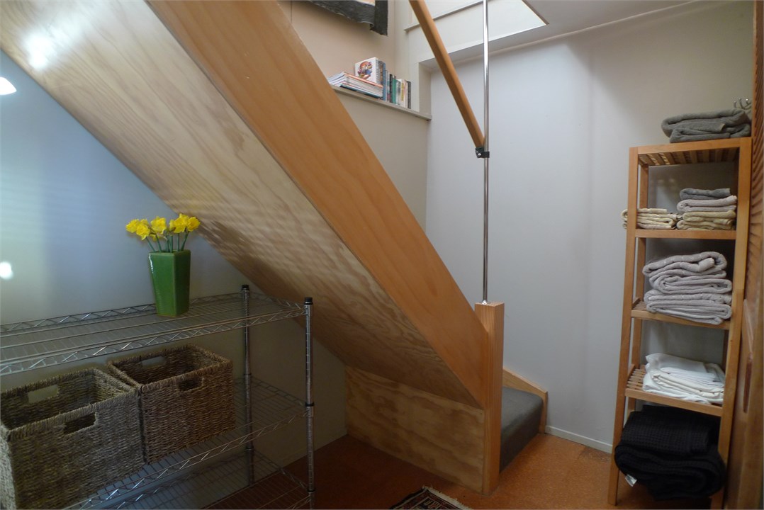 Downstairs bathroom and lobby