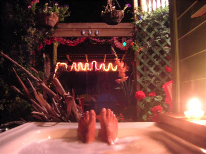 relax in the outdoor bath