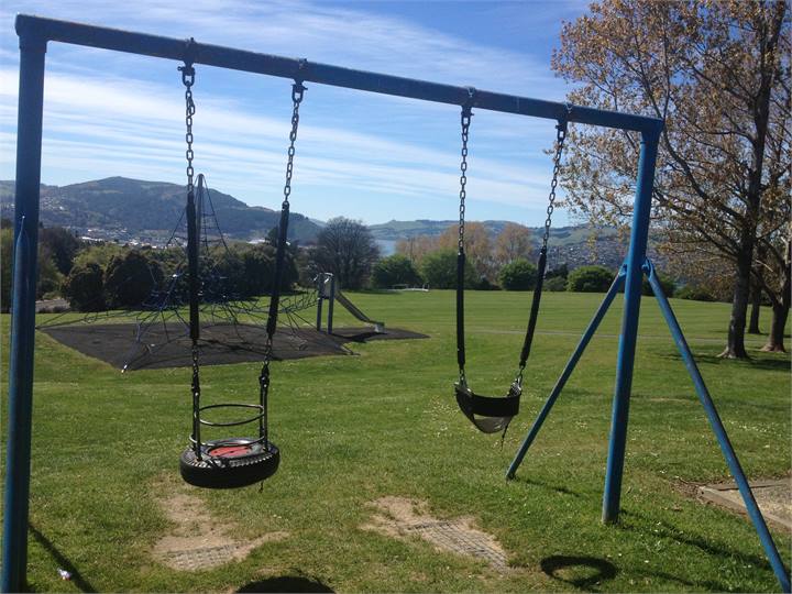View from the swings in the playground next to the