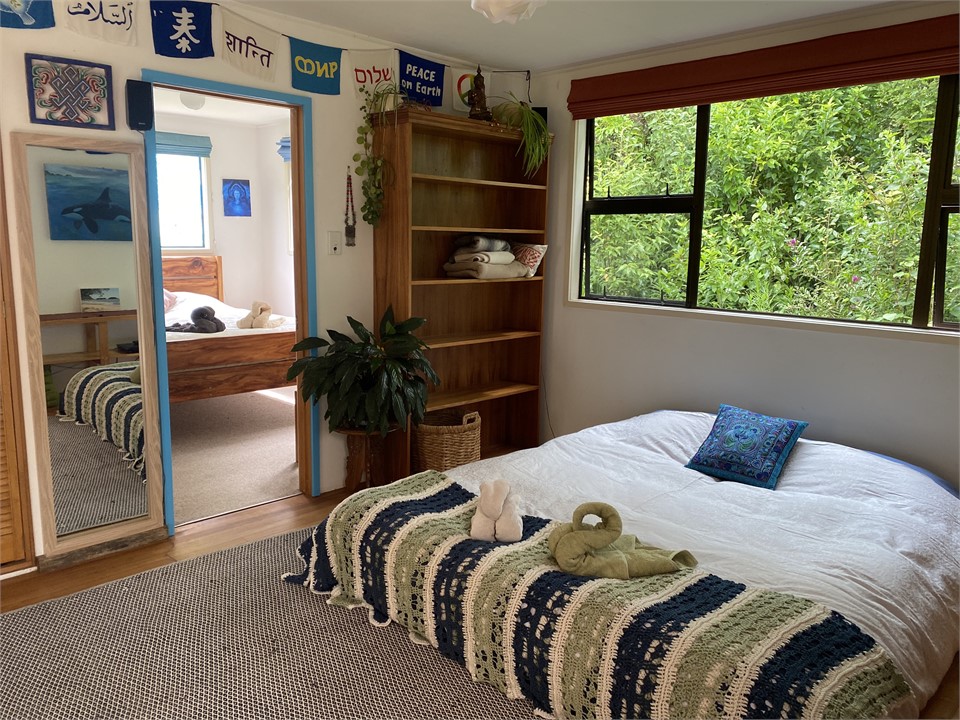 sleeping arrangements set up for 4 people in the h