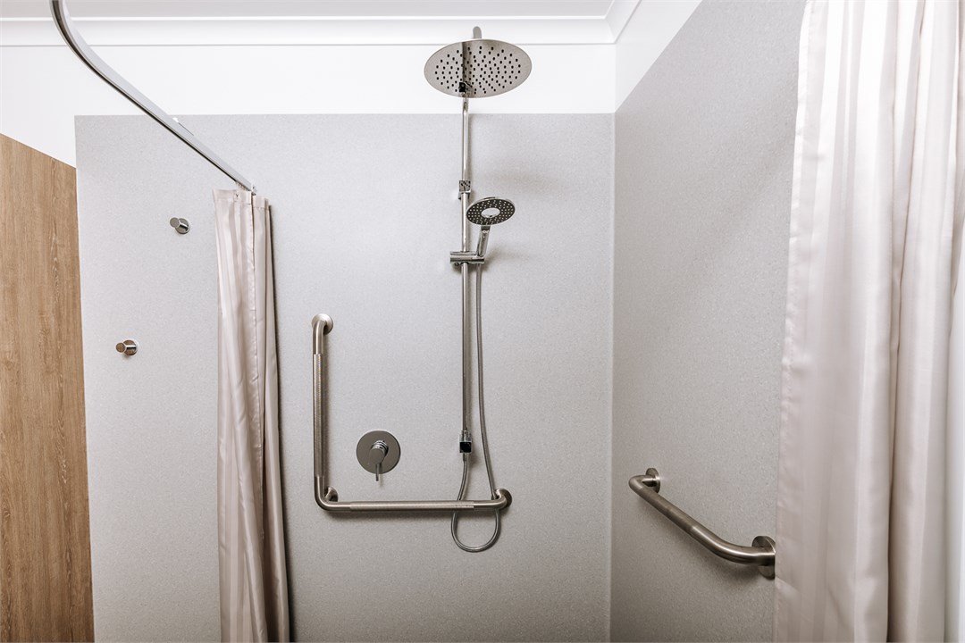 Rainhead and handheld shower slider and handrails