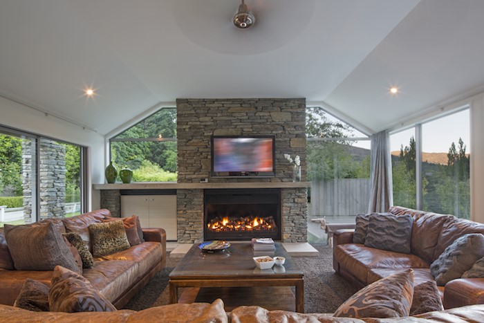 Lounge area with fireplace
