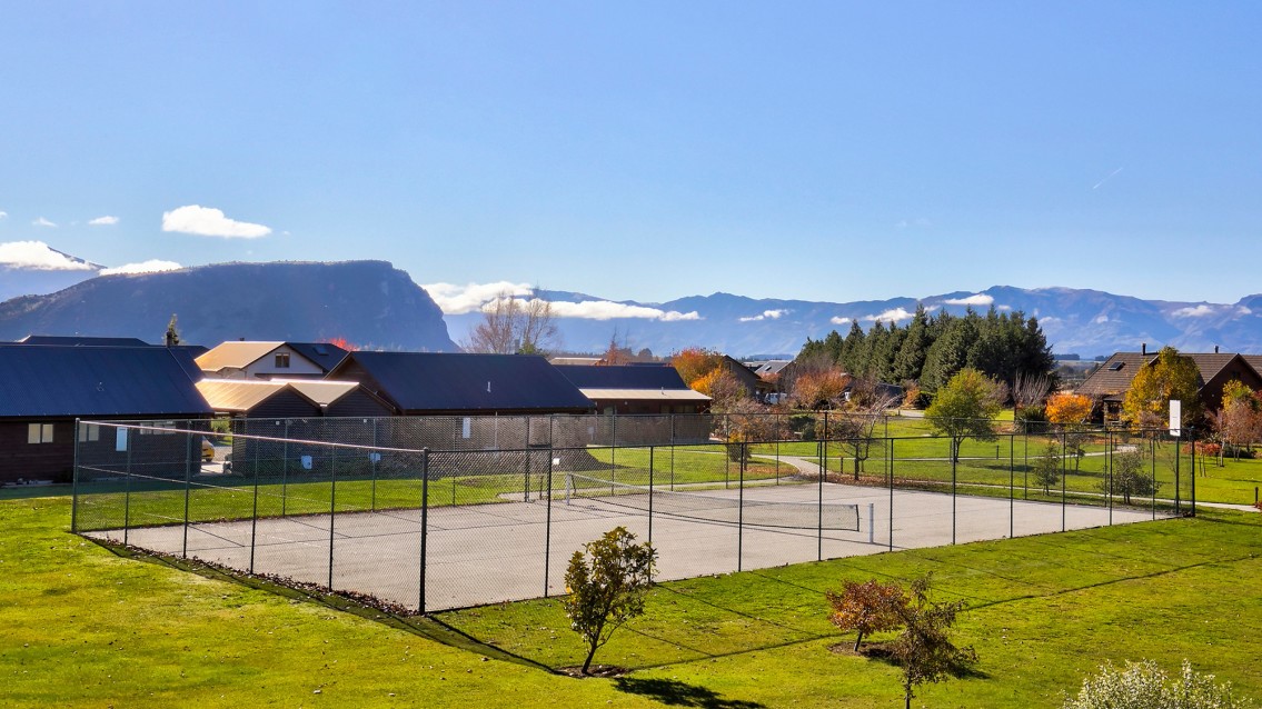 The communal tennis court