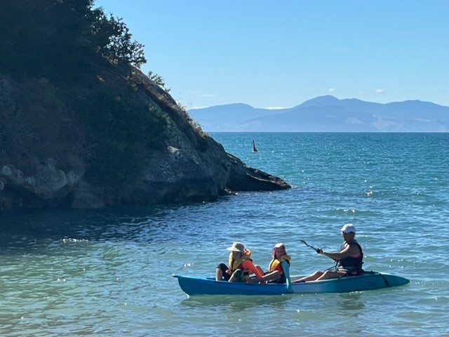 Guests kayaking in Stephens Bay