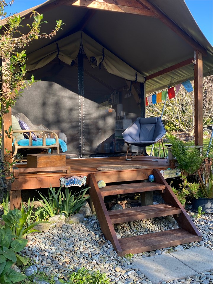 glamping tent on the property for up to 4 addition