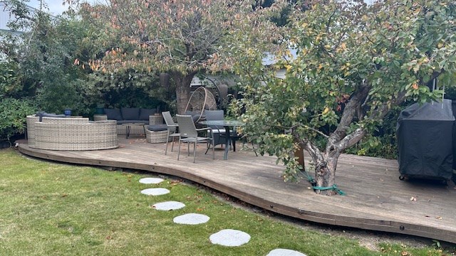 New additional deck in garden with lounge and dini