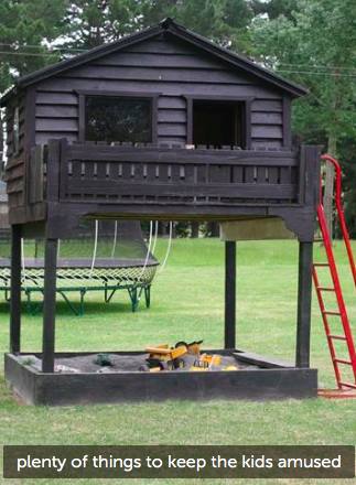 Kids LOVE the treehouse and sandpit
