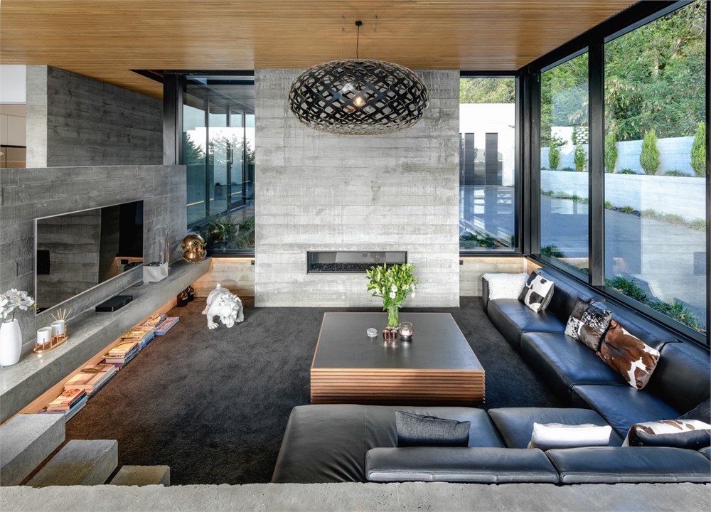 Living area has a TV and seating areas