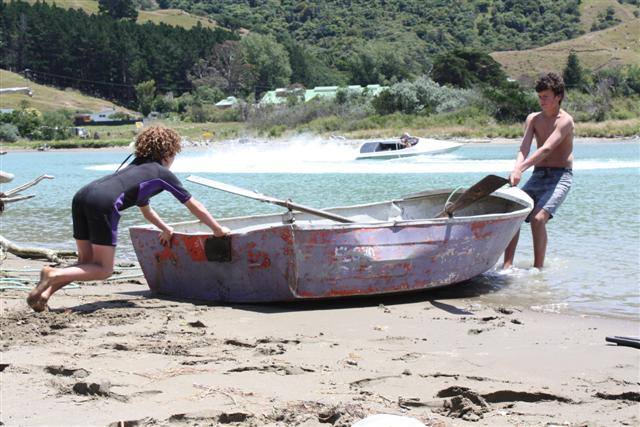 Waterskiing and playing in the River