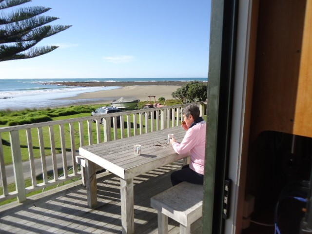 Outdoor seating on deck