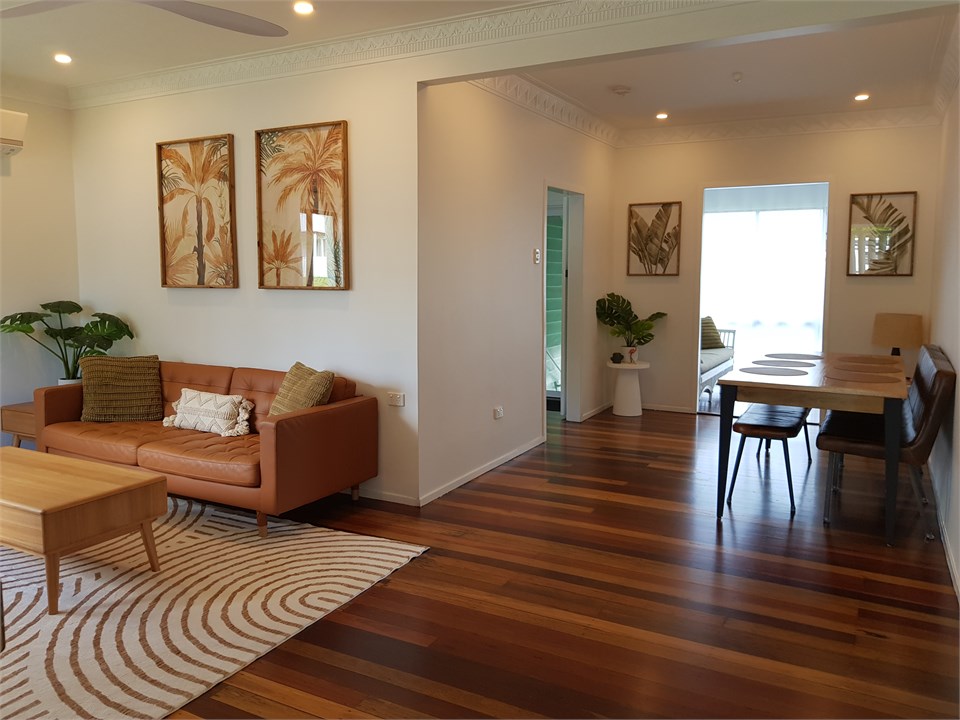 Living, Dining through to Sunroom