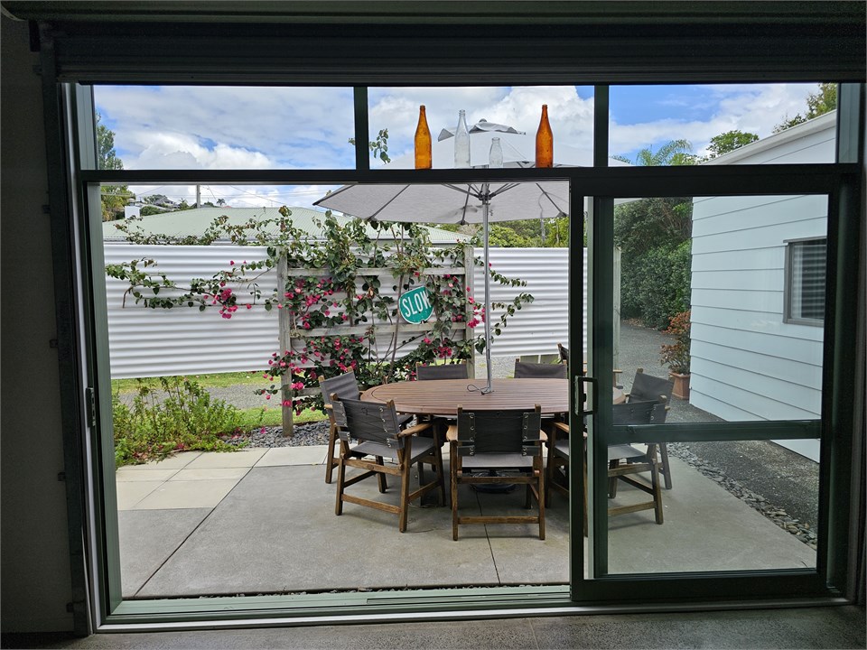 Sunny, private patio