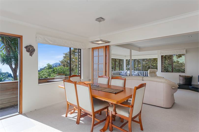 Dining room with access to a deck 