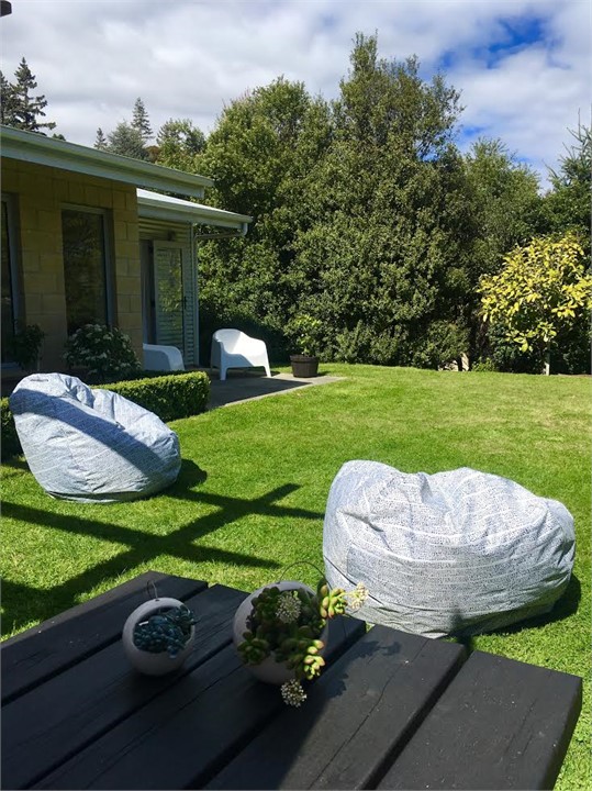 Bean bags and private garden