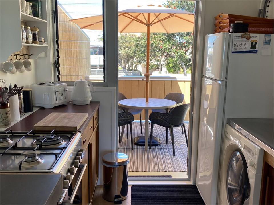 Kitchen view to back deck