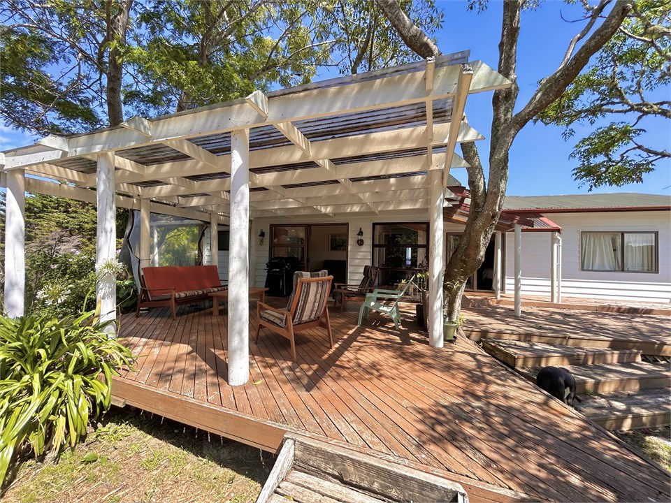 Covered outdoor seating with BBQ