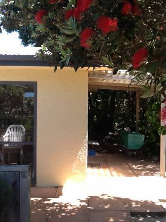 BBQ and paved covered pergola area, petanque court
