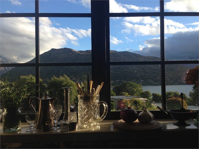 A kitchen with a view
