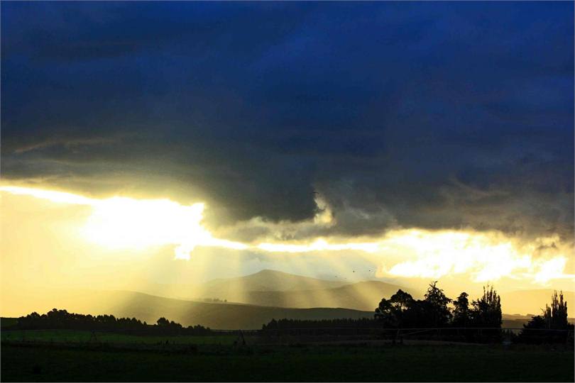 Stunning sunset over surrounding countryside