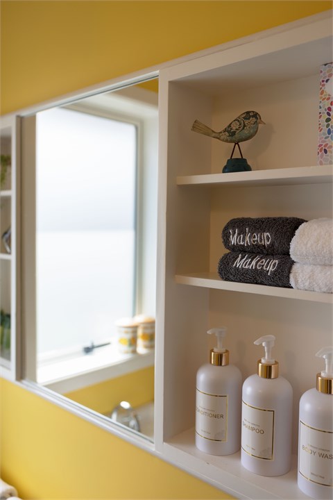 Shower - hairdryer, shampoo, conditioner and bodyw