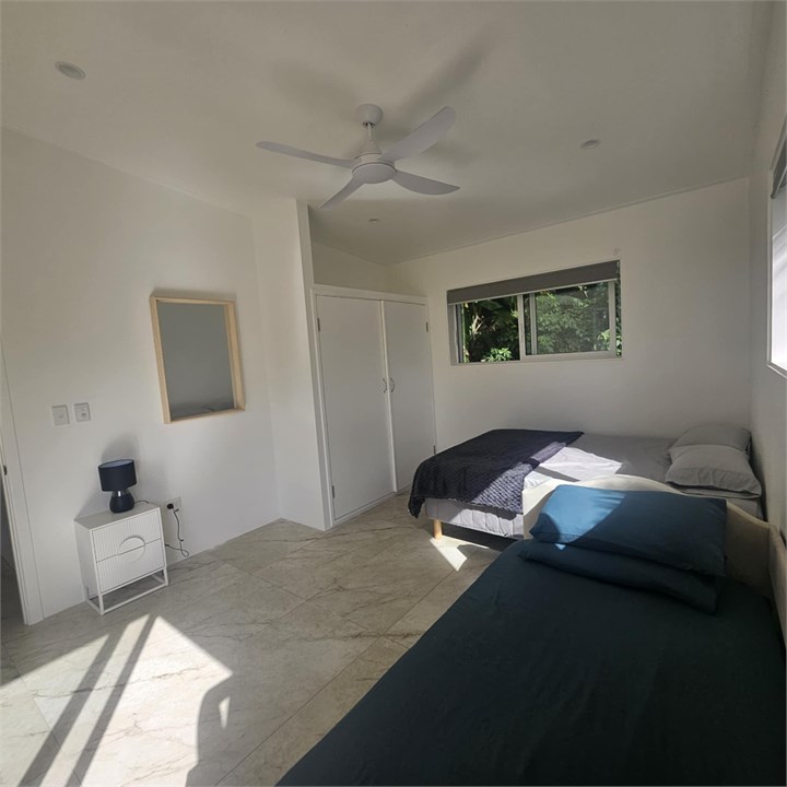 Queen bed and 2 singles