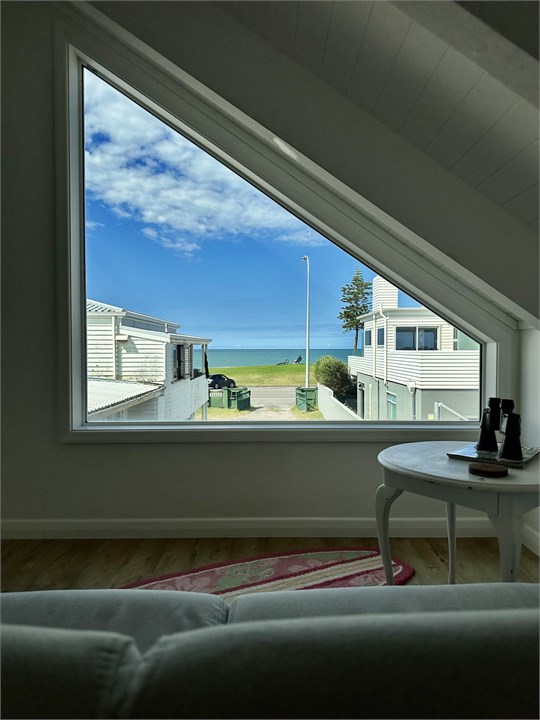 The view of the beach from the upstairs.