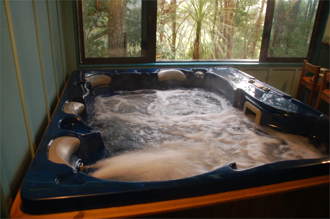 Spa house with spa pool - with jets in action