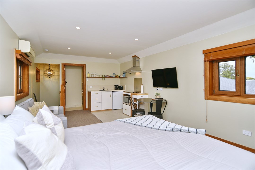 The studio has a Queen bed