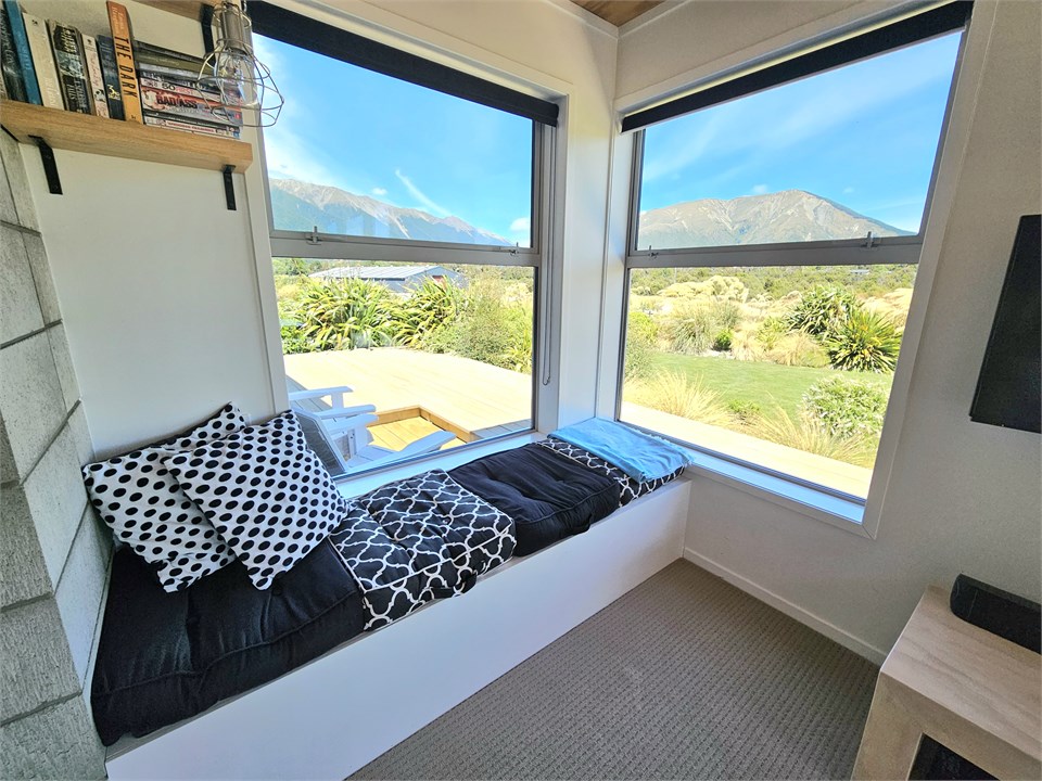 Reading nook with a view of Mt Robert