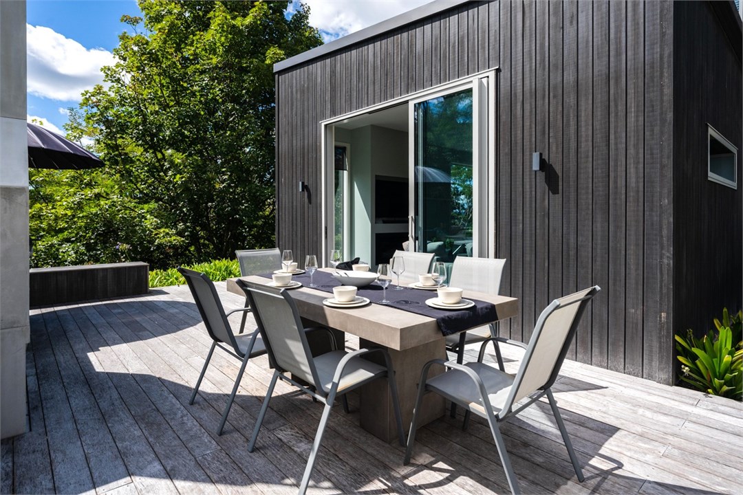 One of the outdoor entertaining areas