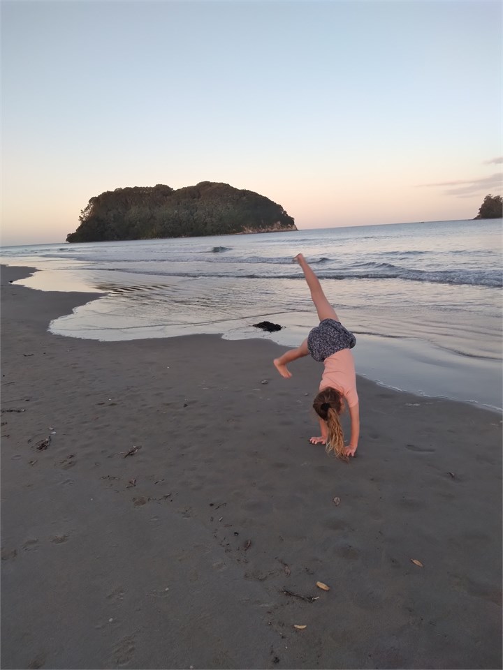 Whangamata Beach nearing sunset