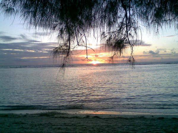 Sunset on beach next to Kavera